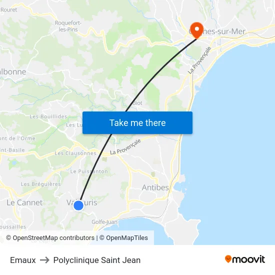 Emaux to Polyclinique Saint Jean map