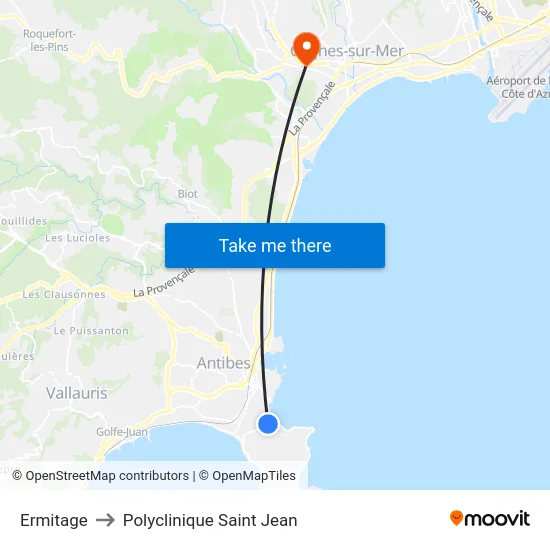 Ermitage to Polyclinique Saint Jean map