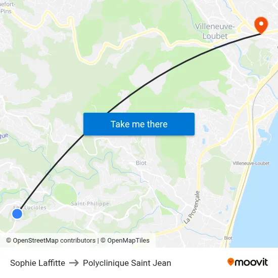 Sophie Laffitte to Polyclinique Saint Jean map