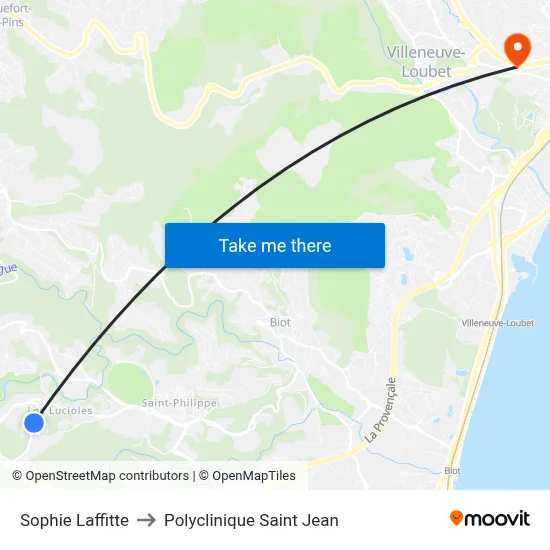Sophie Laffitte to Polyclinique Saint Jean map