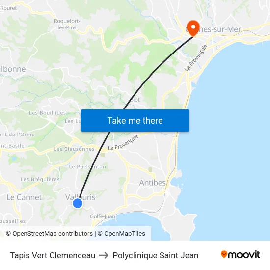 Tapis Vert Clemenceau to Polyclinique Saint Jean map