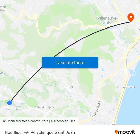 Bouillide to Polyclinique Saint Jean map