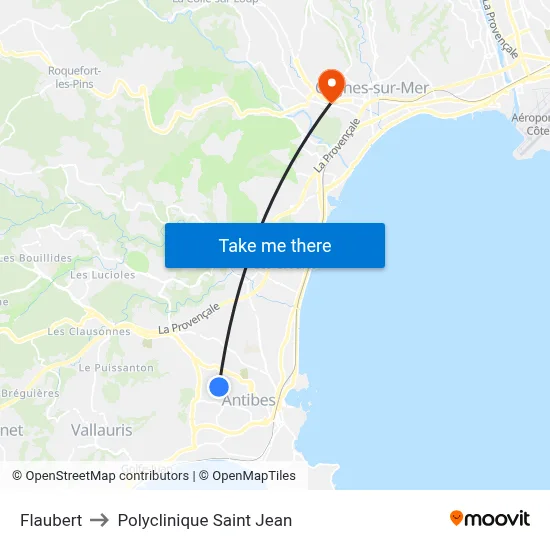 Flaubert to Polyclinique Saint Jean map