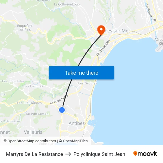 Martyrs De La Resistance to Polyclinique Saint Jean map