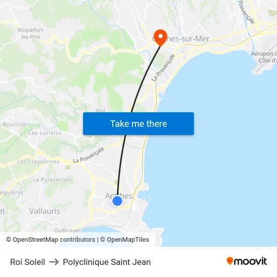 Roi Soleil to Polyclinique Saint Jean map