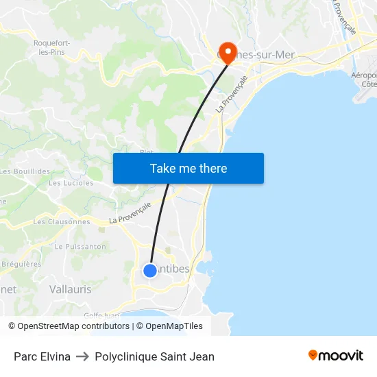 Parc Elvina to Polyclinique Saint Jean map