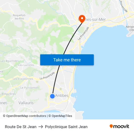 Route De St Jean to Polyclinique Saint Jean map