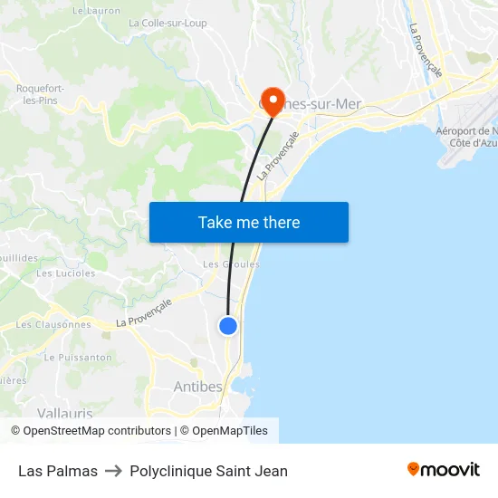 Las Palmas to Polyclinique Saint Jean map
