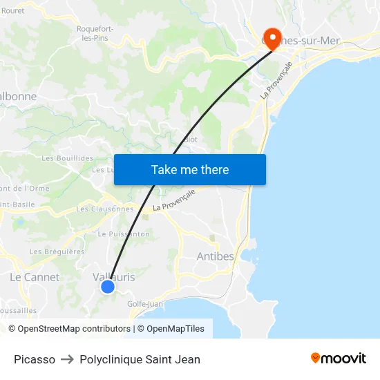 Picasso to Polyclinique Saint Jean map