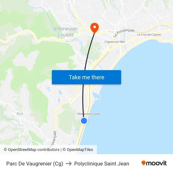 Parc De Vaugrenier (Cg) to Polyclinique Saint Jean map