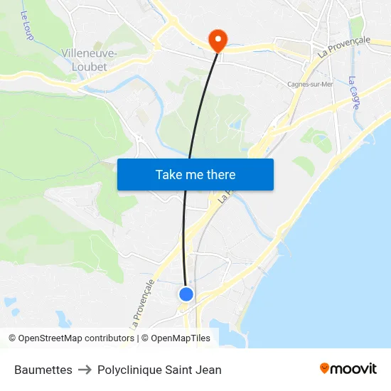 Baumettes to Polyclinique Saint Jean map