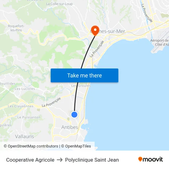 Cooperative Agricole to Polyclinique Saint Jean map