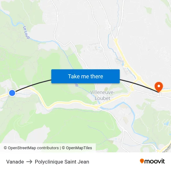 Vanade to Polyclinique Saint Jean map