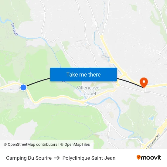 Camping Du Sourire to Polyclinique Saint Jean map