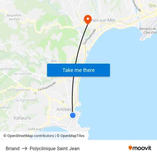 Briand to Polyclinique Saint Jean map