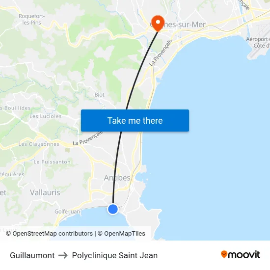 Guillaumont to Polyclinique Saint Jean map