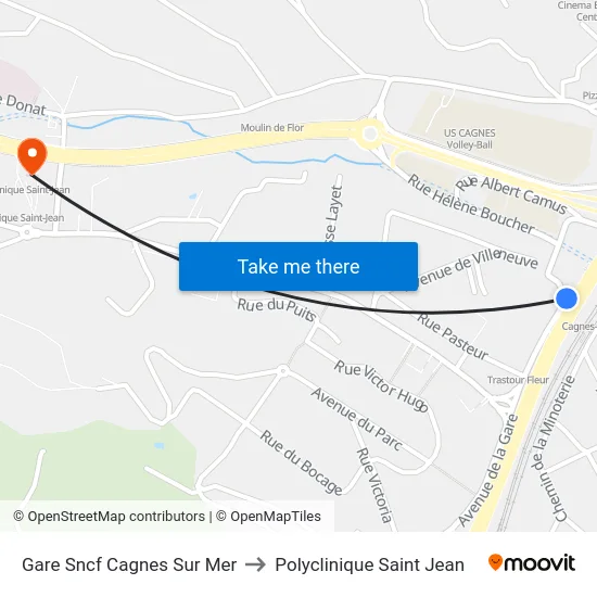 Gare Sncf Cagnes Sur Mer to Polyclinique Saint Jean map