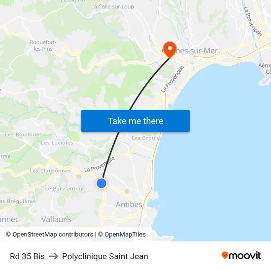 Rd 35 Bis to Polyclinique Saint Jean map