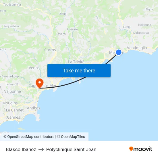 Blasco Ibanez to Polyclinique Saint Jean map