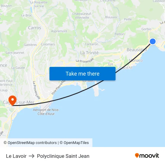 Le Lavoir to Polyclinique Saint Jean map
