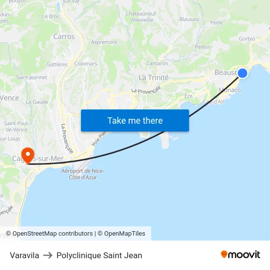 Varavila to Polyclinique Saint Jean map