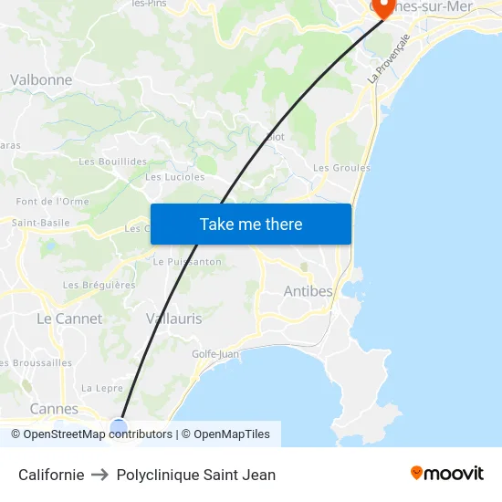 Californie to Polyclinique Saint Jean map