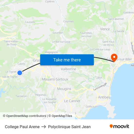 College Paul Arene to Polyclinique Saint Jean map