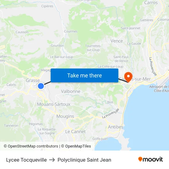 Lycee Tocqueville to Polyclinique Saint Jean map