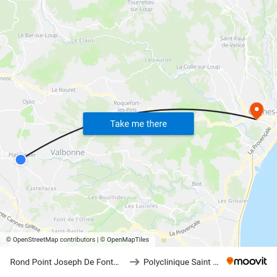 Rond Point Joseph De Fontmichel to Polyclinique Saint Jean map