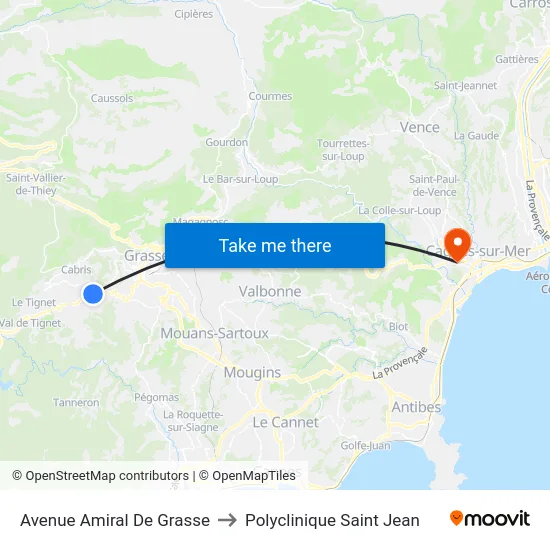Avenue Amiral De Grasse to Polyclinique Saint Jean map