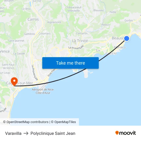 Varavilla to Polyclinique Saint Jean map