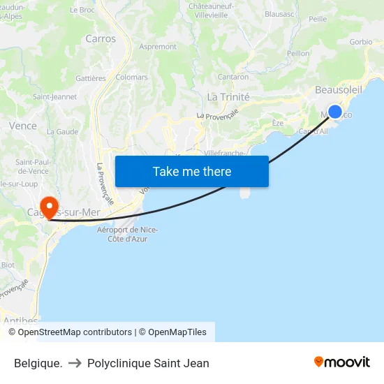 Belgique. to Polyclinique Saint Jean map