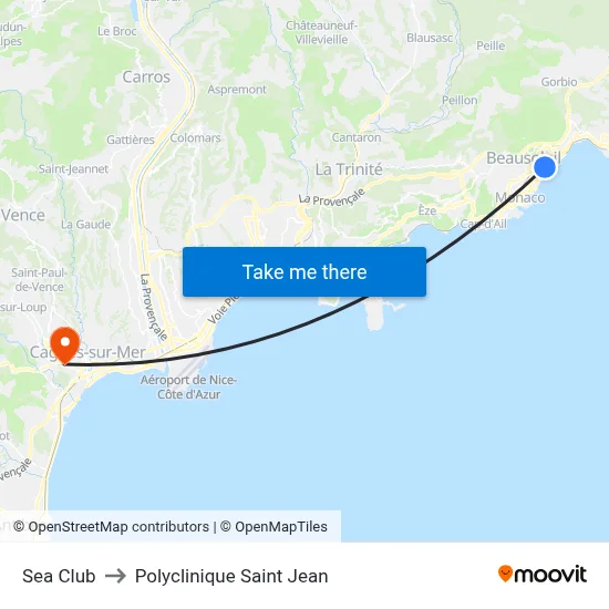 Sea Club to Polyclinique Saint Jean map