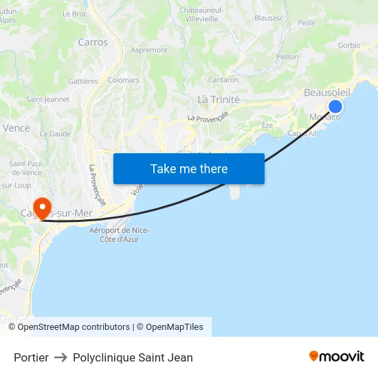 Portier to Polyclinique Saint Jean map