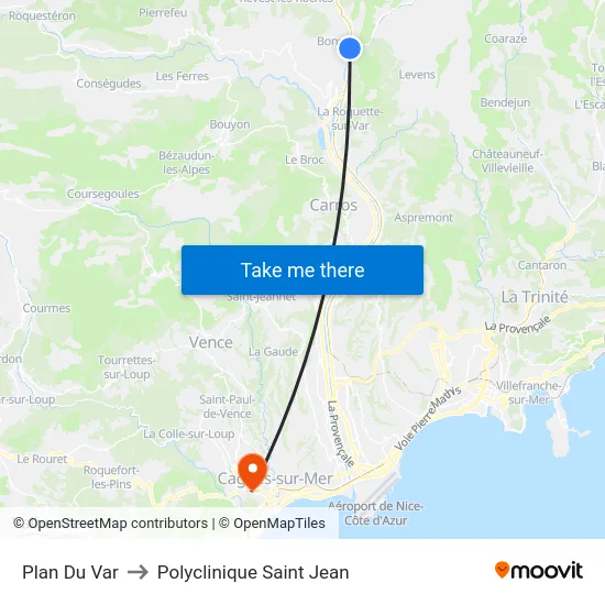 Plan Du Var to Polyclinique Saint Jean map