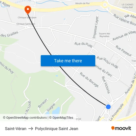 Saint-Véran to Polyclinique Saint Jean map