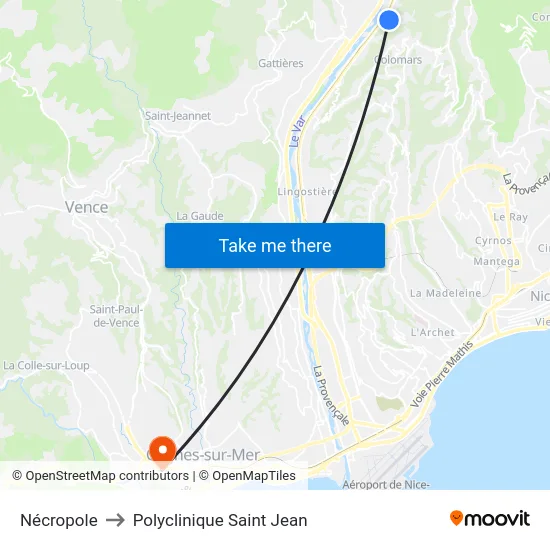 Nécropole to Polyclinique Saint Jean map
