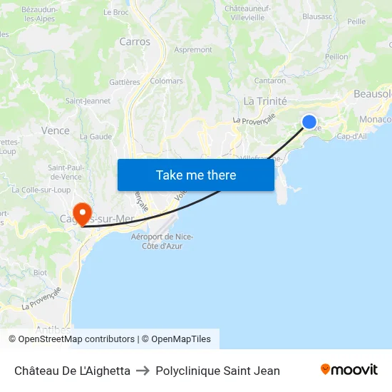 Château De L'Aighetta to Polyclinique Saint Jean map