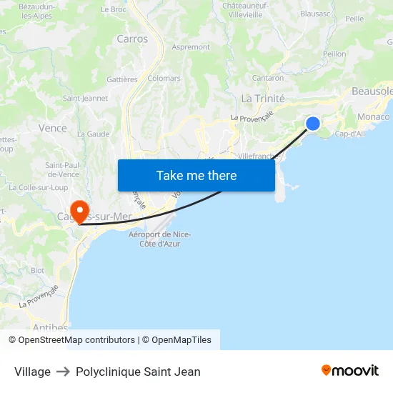 Village to Polyclinique Saint Jean map