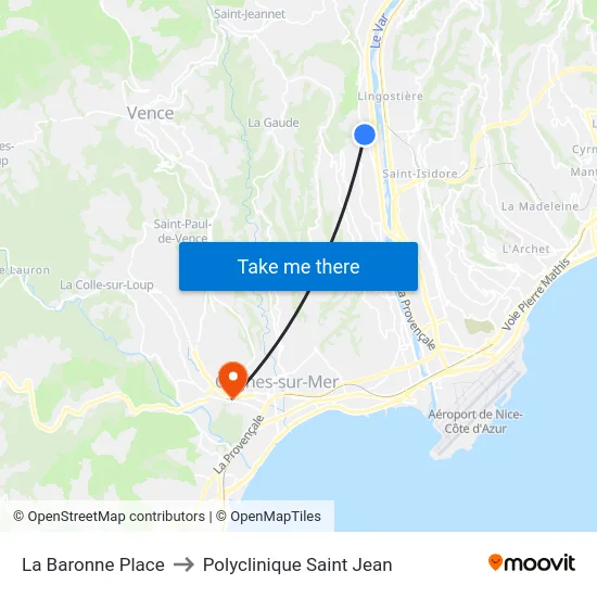 La Baronne Place to Polyclinique Saint Jean map