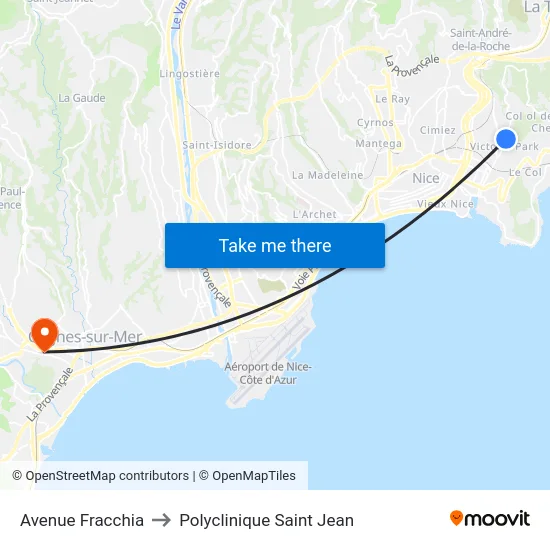 Avenue Fracchia to Polyclinique Saint Jean map
