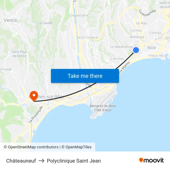 Châteauneuf to Polyclinique Saint Jean map