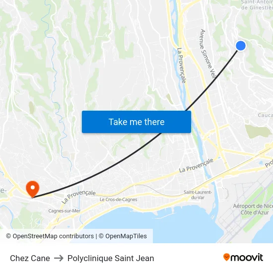 Chez Cane to Polyclinique Saint Jean map