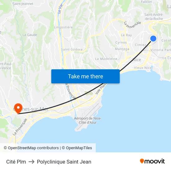 Cité Plm to Polyclinique Saint Jean map