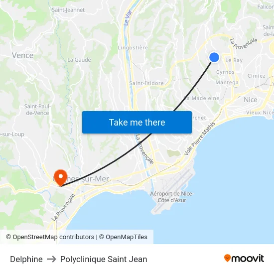 Delphine to Polyclinique Saint Jean map