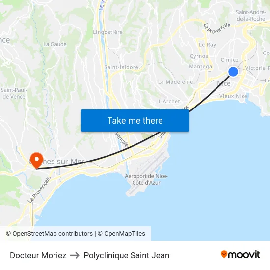 Docteur Moriez to Polyclinique Saint Jean map