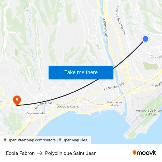 Ecole Fabron to Polyclinique Saint Jean map