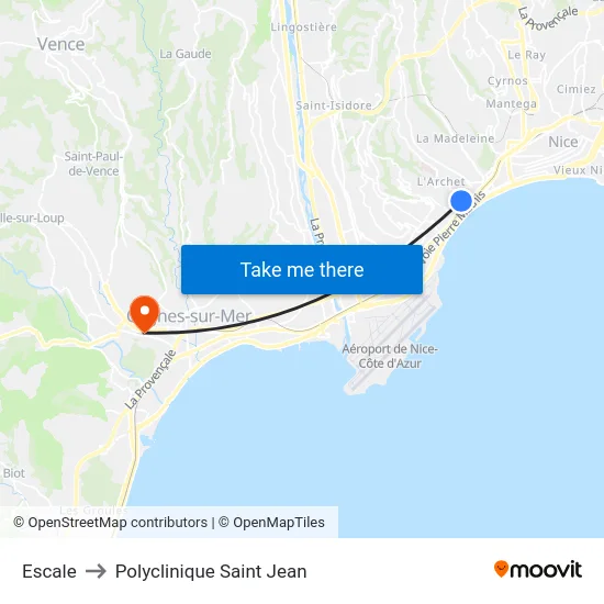 Escale to Polyclinique Saint Jean map