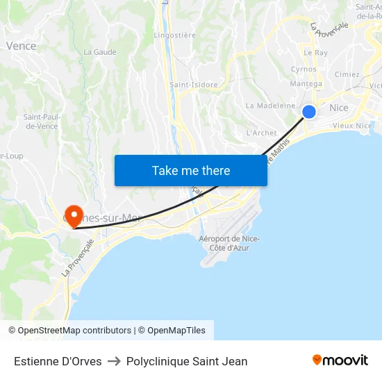 Estienne D'Orves to Polyclinique Saint Jean map