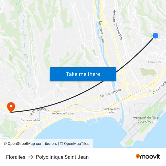 Floralies to Polyclinique Saint Jean map
